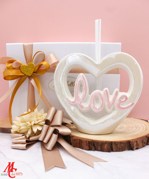 Bomboniera Profumatore Cuore Love Porcellana Rosa