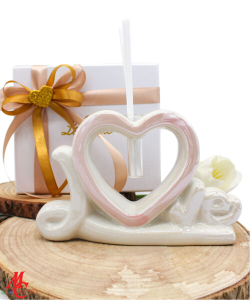 Bomboniera Profumatore Cuore LOVE in Porcellana Rosa