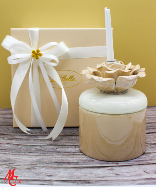 Bomboniera Profumatore Rosa in Porcellana Beige