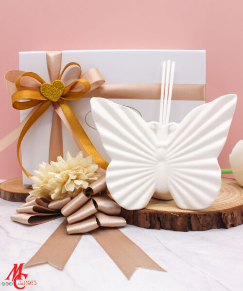 Bomboniera Profumatore Farfalla in Porcellana – Bianco