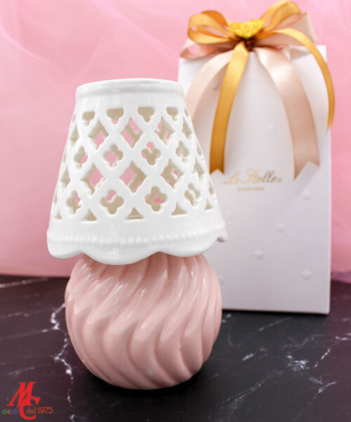 Bomboniera Lampada Porcellana Rosa