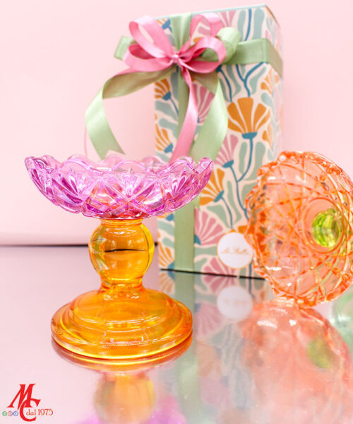 Bomboniera Alzatina in Vetro Colorato – 3 Colori Assortiti