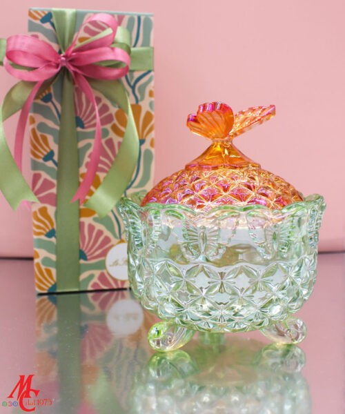 Bomboniera Scatola in Vetro Colorato con Farfalla