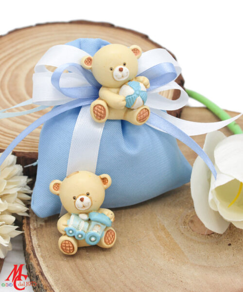 Bomboniera Calamita Orsetto in Resina Celeste