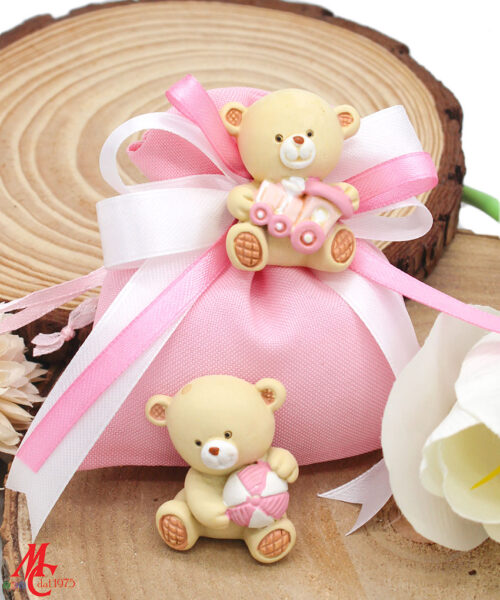 Bomboniera Calamita Orsetto in Resina Rosa