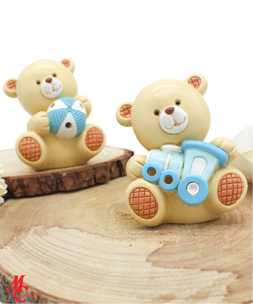 Bomboniera Orsetto LED in Resina Celeste