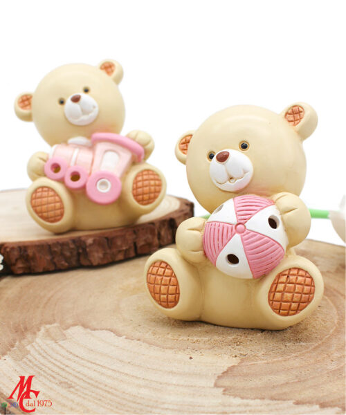 Bomboniera Orsetto LED in Resina Rosa