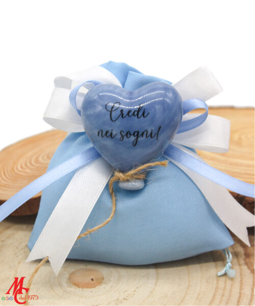 Bomboniera Sacchettino con Magnete Cuore Blu