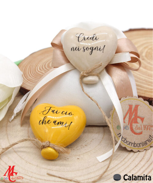 Bomboniera Magnete Palloncino Cuore Porcellana – Frasi e Colori Assortiti