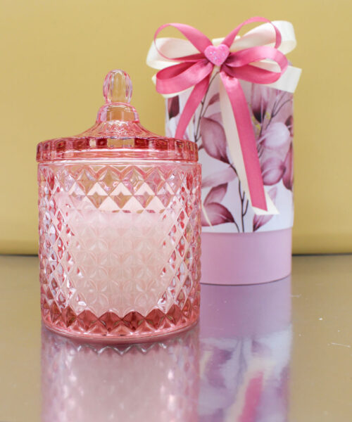 Candela Profumata Potique in Vetro Diamante Rosa – Completa di Confezione
