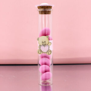 Bomboniera Provetta Orsetto Rosa – Nascita e Battesimo | MC Bomboniere