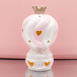 Mongolfiera porcellana LED rosa – Bomboniera nascita o battesimo | MC Bomboniere