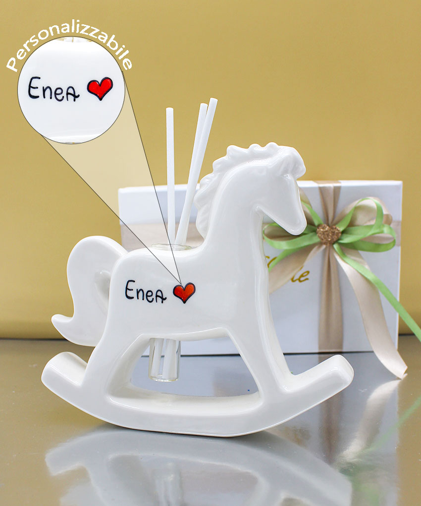 Bomboniera Profumatore Cavalluccio a Dondolo in Porcellana Bianca – Le Stelle