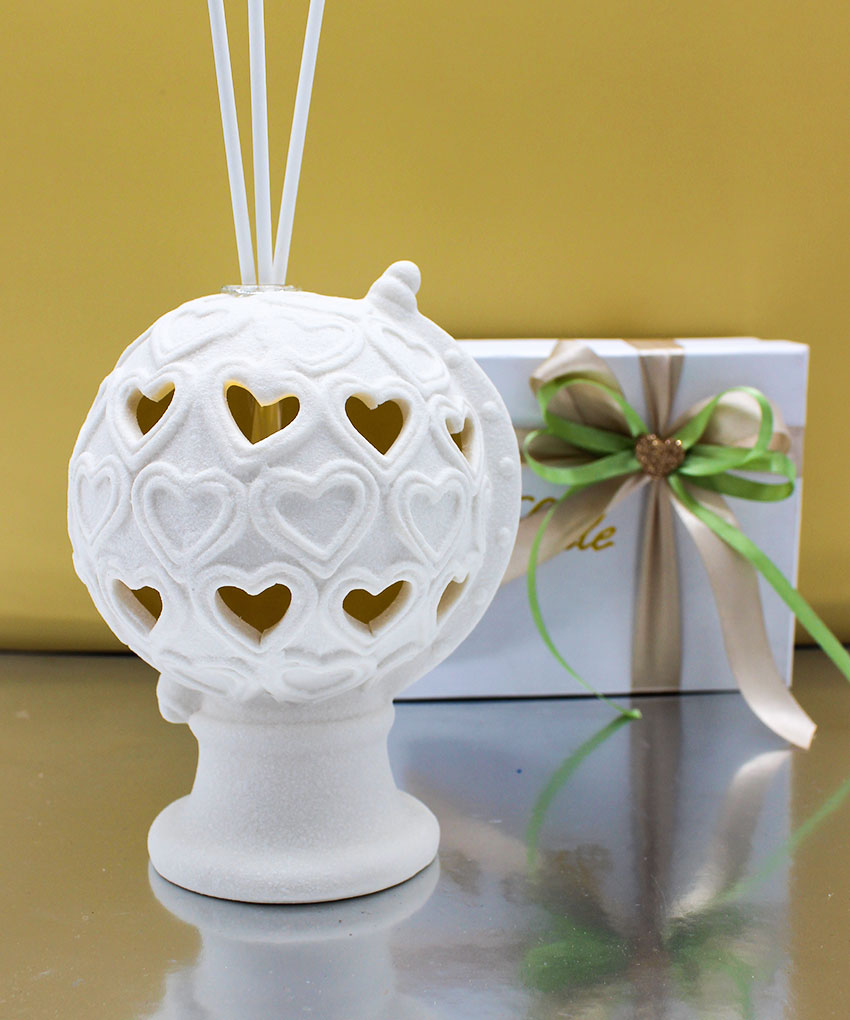 Bomboniera Profumatore Globo in Porcellana con Luce LED – Completo di Confezione