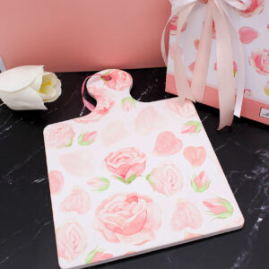 Bomboniera Tagliere con Rose in Ceramica – 17×24 cm – Completa di confezione