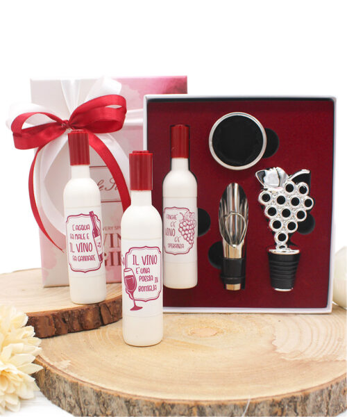 Bomboniera Set 4 Pz Accessori Vino Completo di Confezione