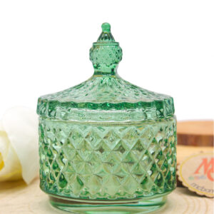 Bomboniera Scatola in Vetro Verde Dorothy diam. 8,5 x h 11 cm | MC Bomboniere