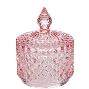 Bomboniera Scatola in Vetro Rosa Dorothy diam. 8,5 x h 11 cm