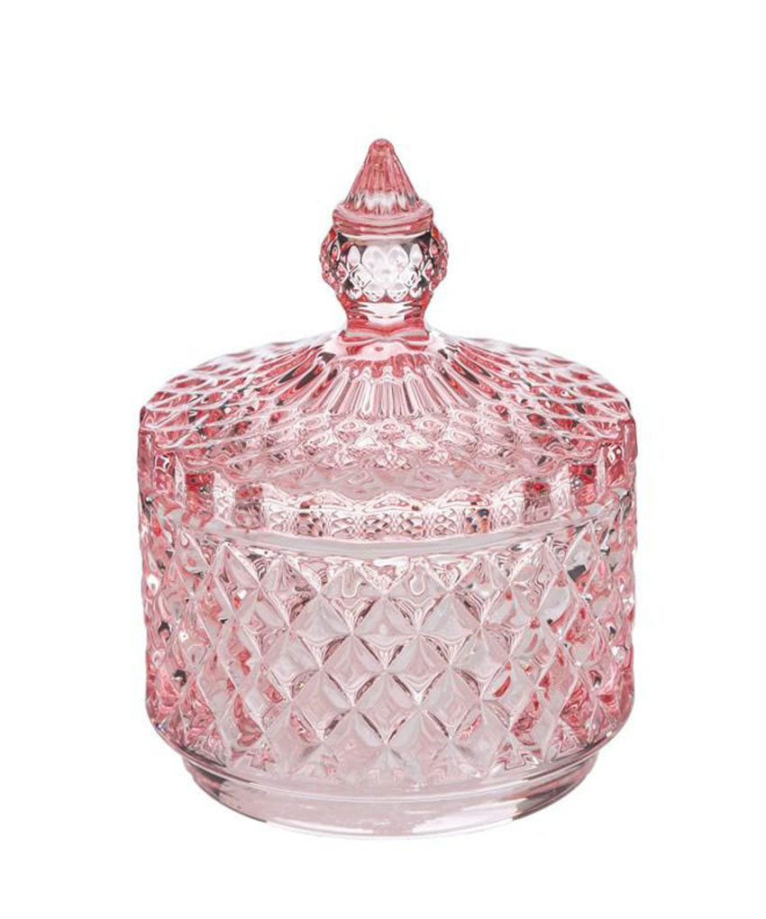 Bomboniera Scatola in Vetro Rosa Dorothy diam. 8,5 x h 11 cm