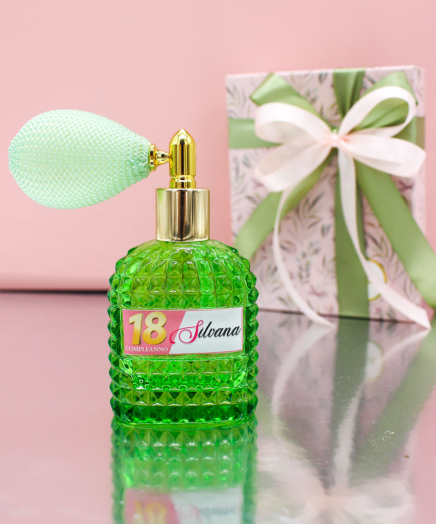 Bomboniera Portaprofumo Spray 30ml Verde in Vetro – Completo di Confezione | MC Bomboniere