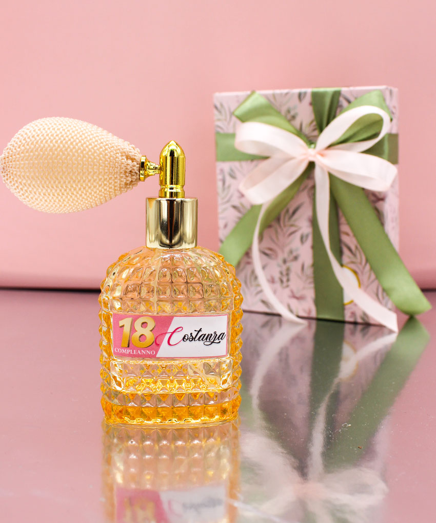 Bomboniera Portaprofumo Spray 30ml Ambra in Vetro – Completo di Confezione | MC Bomboniere