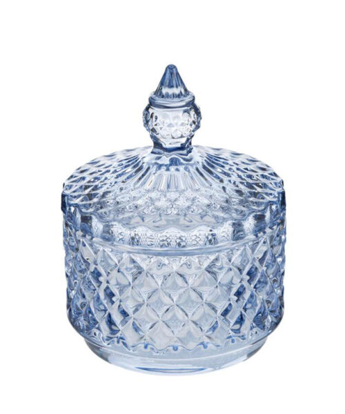 Bomboniera Scatola in Vetro Blu Dorothy diam. 8,5 x h 11 cm | MC Bomboniere