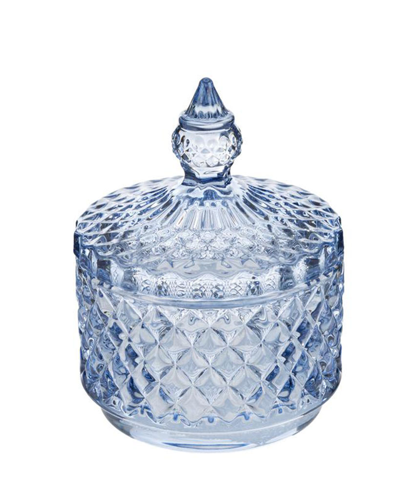 Bomboniera Scatola in Vetro Blu Dorothy diam. 8,5 x h 11 cm | MC Bomboniere