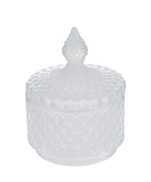 Bomboniera Scatola in Vetro Bianco Dorothy diam. 8,5 x h 11 cm | MC Bomboniere