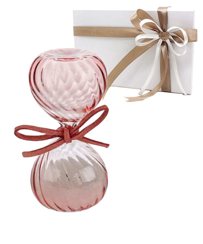 Clessidra in vetro rosa con confezione – Bomboniera elegante