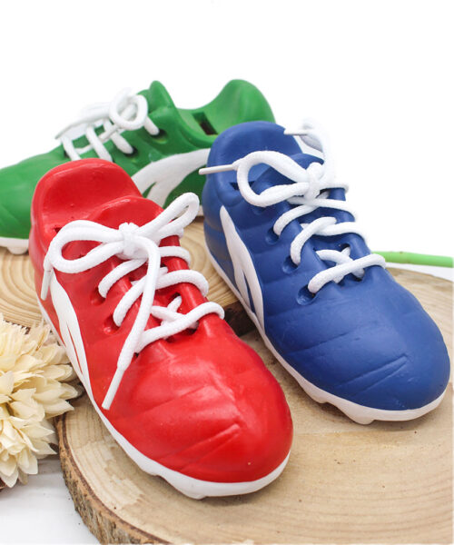Bomboniera Salvadanaio Scarpette Calcio in Resina - 3 Colori Assortiti - 17x7x8 cm