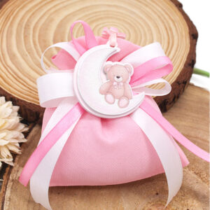 Bomboniera Appendino Luna Orsetto Rosa – Nascita e Battesimo | MC Bomboniere
