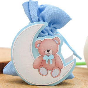Bomboniera Porta Sacchetto Luna Orsetto Celeste – Nascita e Battesimo | MC Bomboniere