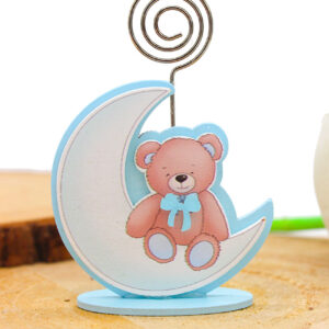 Bomboniera Segnaposto Legno Luna con Orsetto Celeste – 6,5×2,5×h9 cm