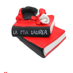 Bomboniera Calamita Libri Laurea in Resina – con scritta "La mia Laurea" – Misure 5 cm