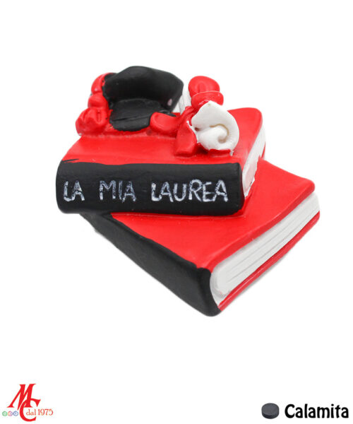Bomboniera Calamita Libri Laurea in Resina – con scritta "La mia Laurea" – Misure 5 cm