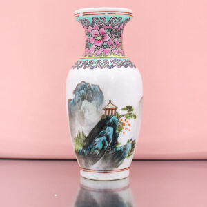 Bomboniera in Offerta – Vasetto in Porcellana Cinese Originale con Decoro Tipico – 6,5x14,5 cm