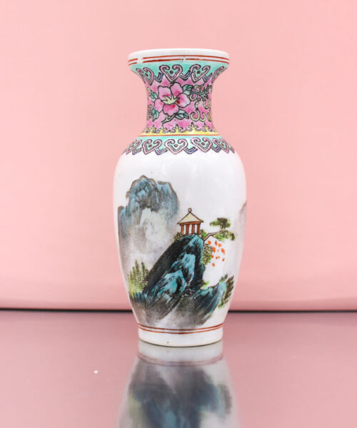 Bomboniera in Offerta – Vasetto in Porcellana Cinese Originale con Decoro Tipico – 6,5x14,5 cm