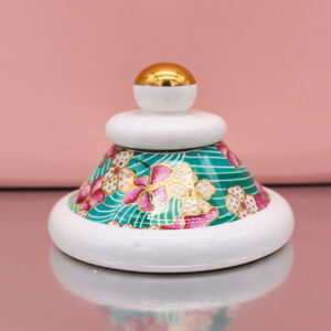 Bomboniera zuccheriera in porcellana con decoro fiori