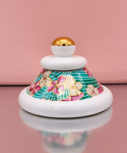 Bomboniera zuccheriera in porcellana con decoro fiori