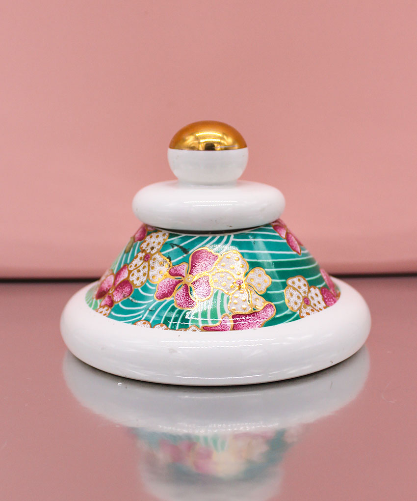 Bomboniera zuccheriera in porcellana con decoro fiori