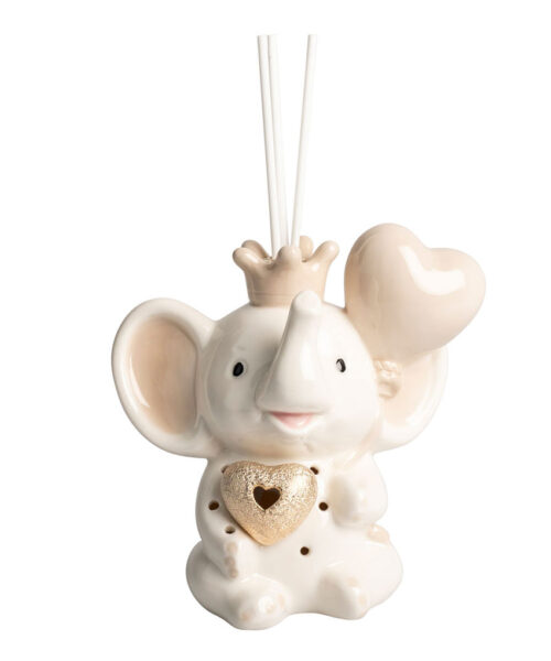 PROFUMATORE ELEFANTE GRANDE IN PORCELLANA CON LED – Bomboniera Completa di Confezione