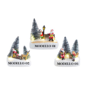 paesaggio natalizio in resina illuminato a LED