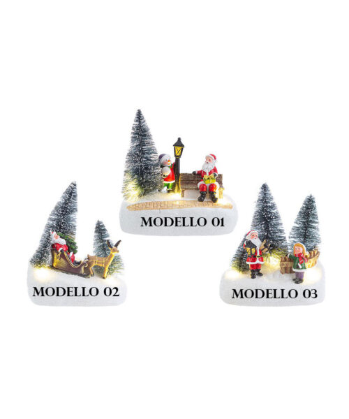 paesaggio natalizio in resina illuminato a LED