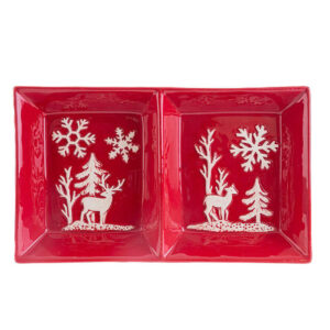 Vassoio Ceramica Fiocco di Neve – Natale 26×16×4 cm
