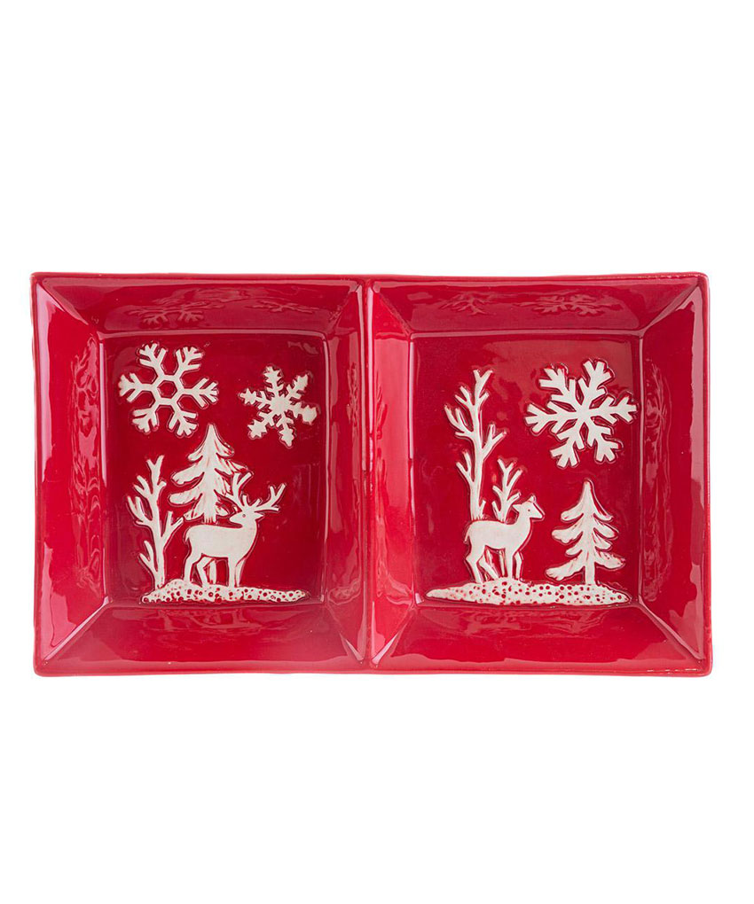 Vassoio Ceramica Fiocco di Neve – Natale 26×16×4 cm