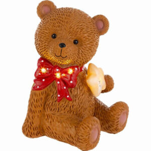 Orsetto natalizio con luci in resina – Decorazione luminosa