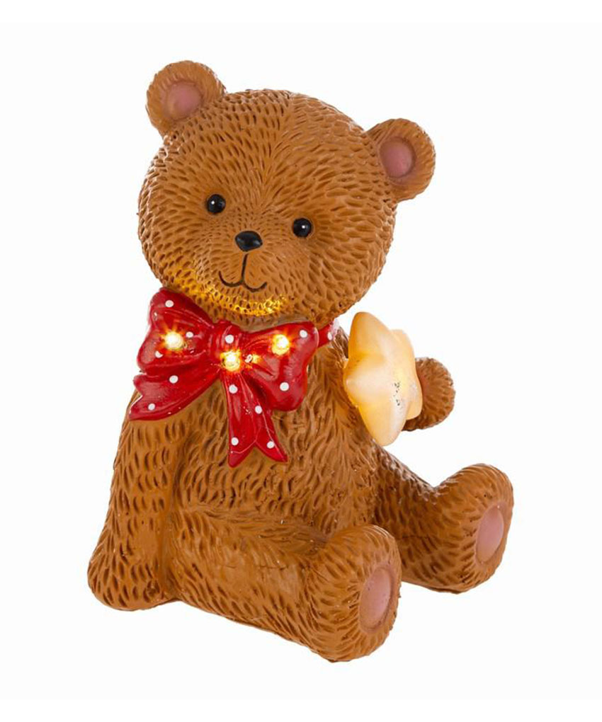 Orsetto natalizio con luci in resina – Decorazione luminosa