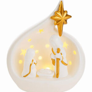 Presepe in porcellana con luci LED – Decorazione natalizia elegante