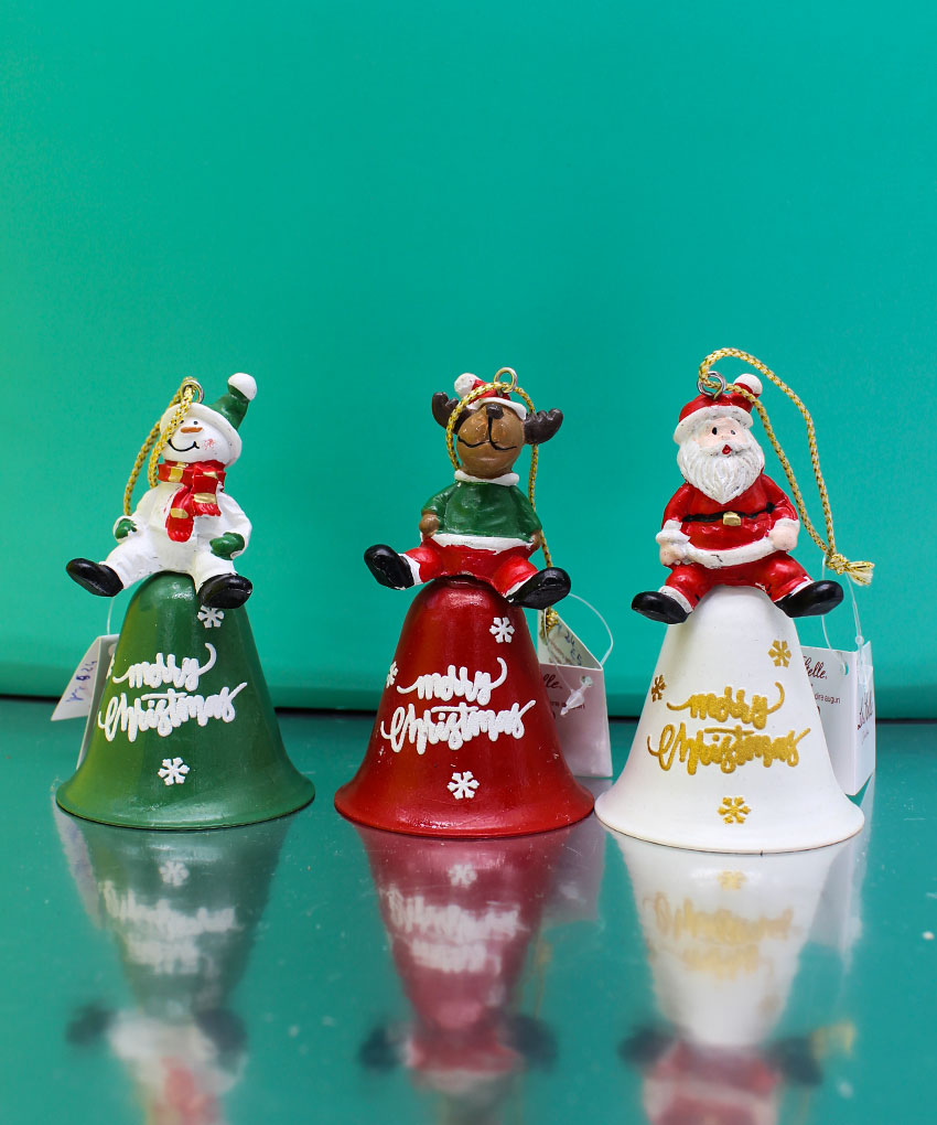 Appendino Campana Natalizia in Metallo – 3 Assortimenti – 6,5×10,5 cm