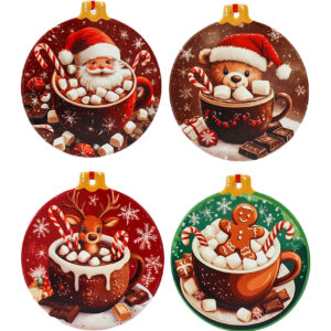 Appendino e Sottobicchiere Moka Ceramica Natalizio 10×11 cm – MC Bomboniere